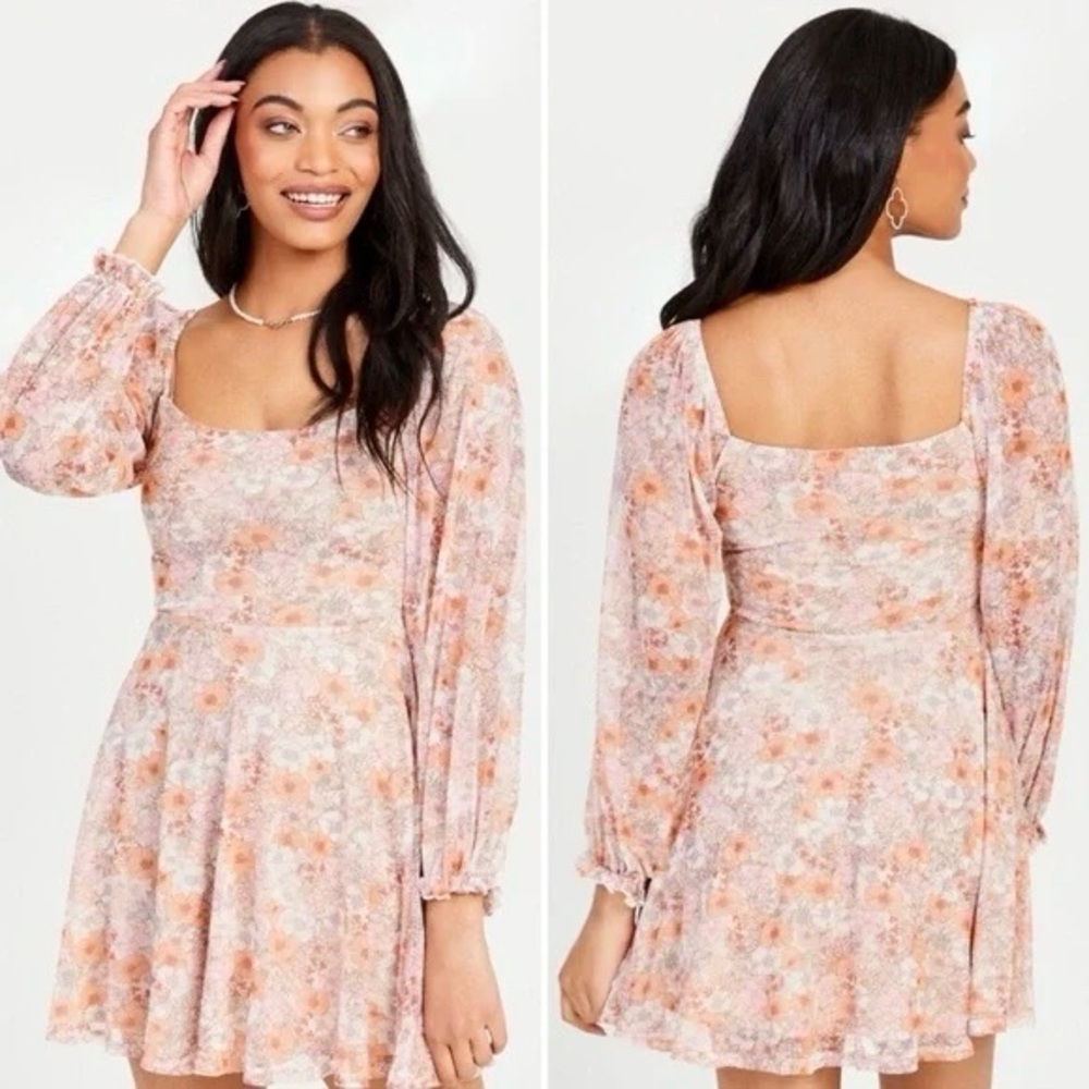 Altar'd State Peach Floral Mini Dress
